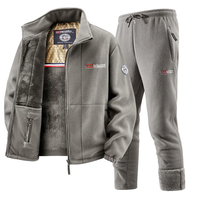 Winter Clothing Pk - Mens Winter Fleece Tracksuit Set Thickened